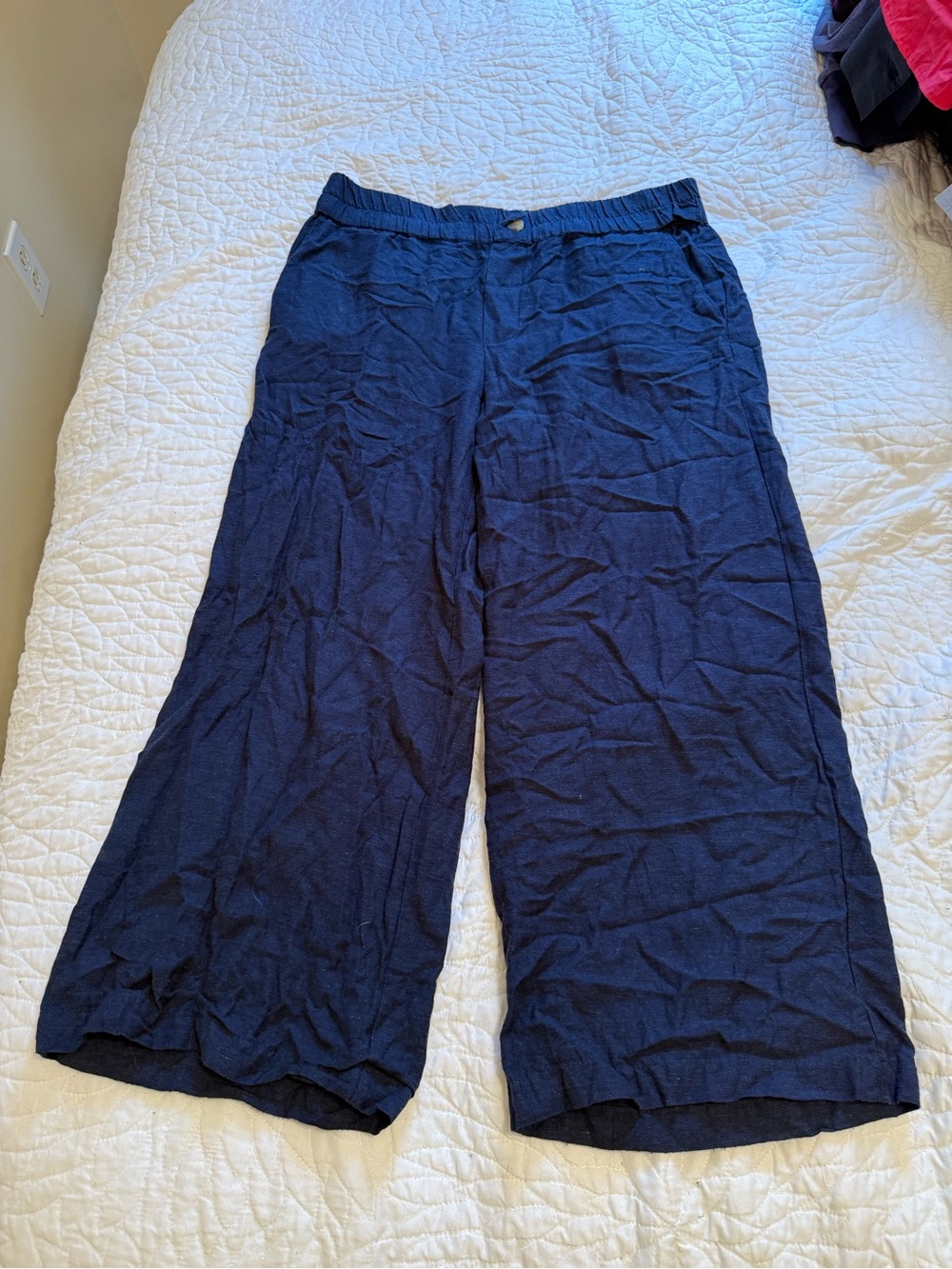 Fransa Wide-Leg Linen Pants in Navy